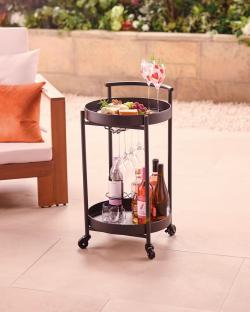 Aldi's £15 garden bar cart with drinks and snacks.