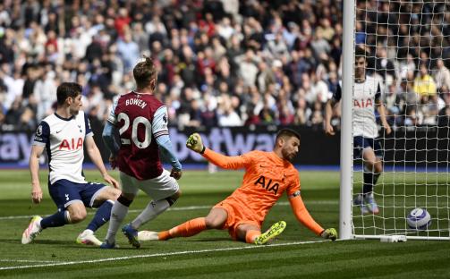Jarrod Bowen scoring a goal for West Ham United.