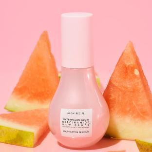 Glow Recipe Watermelon Glow Niacinamide Dew Drops bottle with watermelon slices.