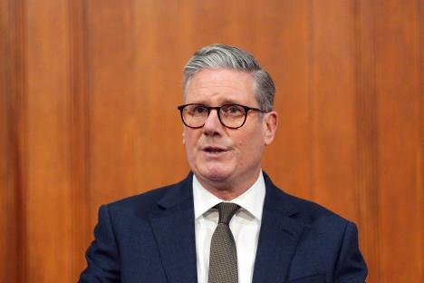 Sir Keir Starmer giving a press conference.