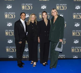 Sam Kerr, Erin Cuthbert, Guro Reiten, and Millie Bright at the Chelsea End of Season Awards.
