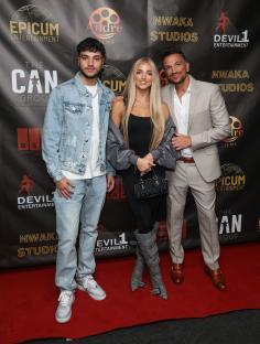 Peter Andre, his son Junior, and daughter Princess at a VIP screening.