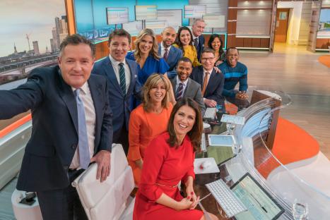 Group selfie of Good Morning Britain presenters.