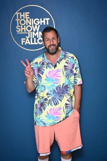 Adam Sandler on the set of The Tonight Show Starring Jimmy Fallon.