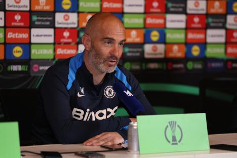Enzo Maresca, Chelsea head coach, at a press conference.