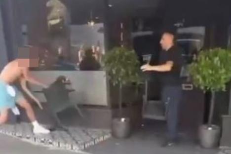 Moment gang ‘of 30 teens’ spark chaos in UK seaside resort & hurl chairs at waiters in front of horrified customers