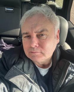 Eamonn Holmes selfie in a car, asking for prayers.