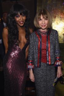 Naomi Campbell and Anna Wintour at a celebration.