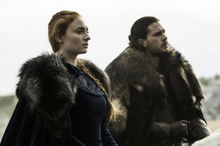 Sophie Turner and Kit Harington in Game of Thrones.