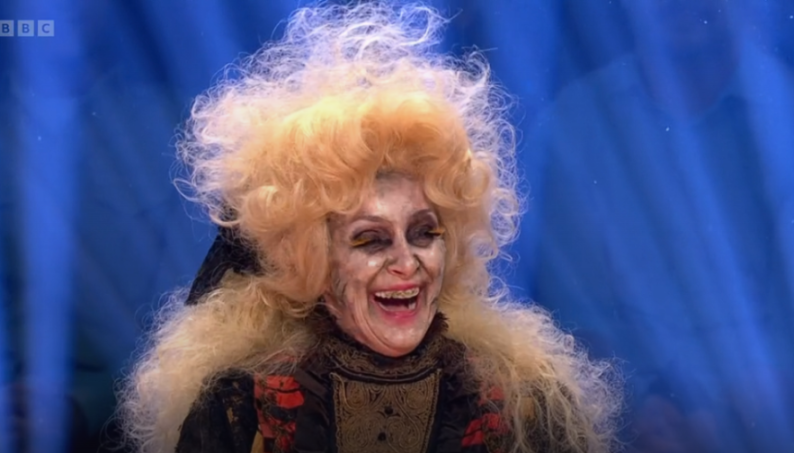 Shirley Ballas in Halloween makeup and wig.