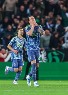 Ajax players Anton Gaaei and Jorthy Mokio after a Dutch Eredivisie match.