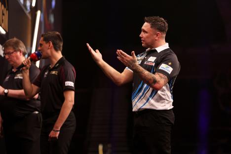 Gerwyn Price at a darts match.