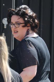 Photo of Stacey Leadbetter arriving at the Hammersmith Apollo.