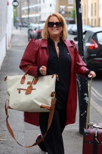 Donna Preston arriving at a London studio.