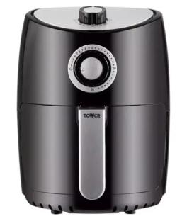 Black Tower 2L air fryer with silver accents.