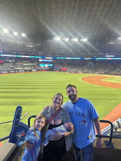 Family at a baseball game.