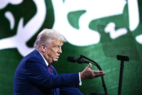 President Trump speaking at a podium.