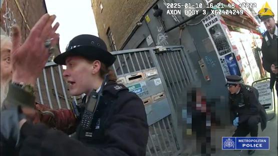 Police arresting a sex offender.