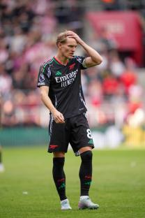 Martin Ãdegaard of Arsenal on the pitch.