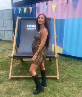 Vick Hope at BBC Radio 1 Big Weekend, pregnant.
