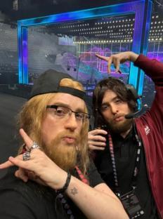 Jedward in disguise backstage at Eurovision.