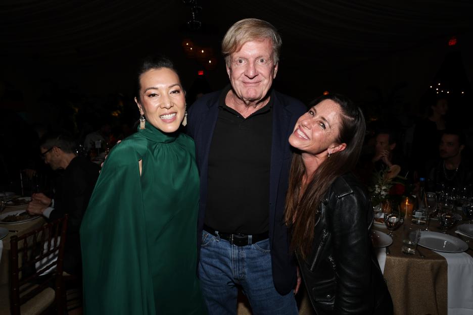 MIAMI BEACH, FLORIDA - DECEMBER 05: (L-R) Ann Lee, Co-Founder & CEO, CORE, Ronald Burkle and Soleil Moon Frye attend CORE (Community Organized Relief Effort) Miami Art Basel Gala at Soho Beach Hous...