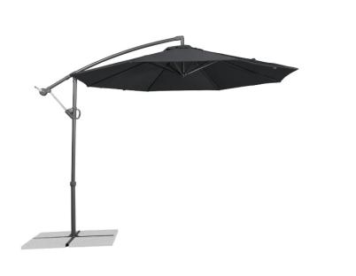 Dark gray cantilever parasol.