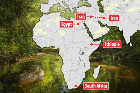 Map reveals five possible locations for Bible’s Garden of Eden – and third is dubbed the ‘Cradle of Humankind’