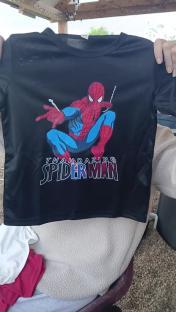 Black t-shirt with Spiderman graphic and