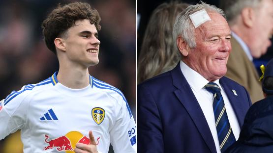 Football legend reduced to tears in the stands as brother, 16, of Premier League star makes debut for Leeds