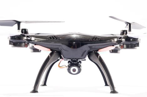 Black drone with camera.