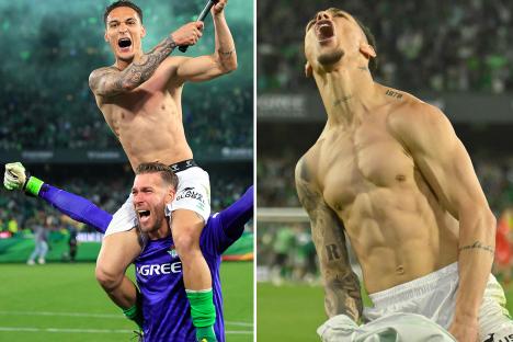 ‘Leaving Man Utd works wonders’ – Fans love Antony’s wild Real Betis celebrations as he goes topless and waves huge flag