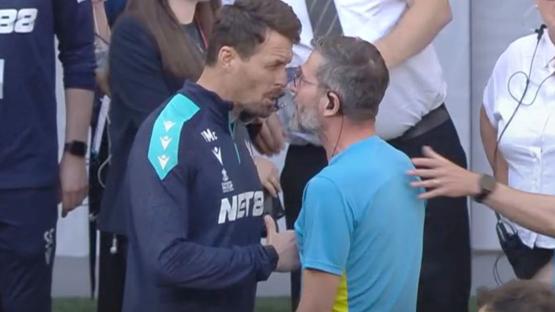 Man City and Crystal Palace staff in furious touchline bust-up as they are forced apart in FA Cup final