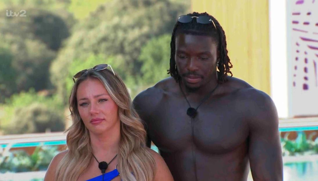 Screenshot of Meg and Dejon from Love Island.