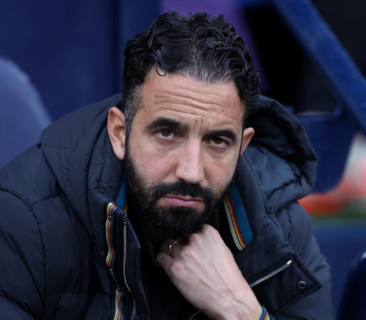 Ruben Amorim, manager of Manchester United, looks dejected.