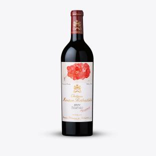 Bottle of Château Mouton Rothschild 2021 wine.