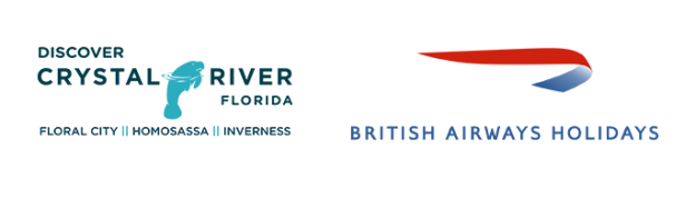 Crystal River Florida tourism logo with British Airways Holidays logo.