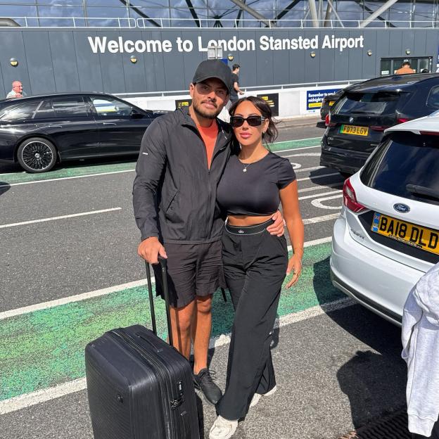 Couple at London Stansted Airport.