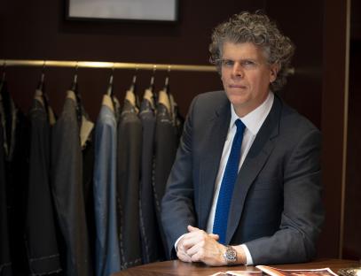 Portrait of Sean Dixon, MD of Richard James tailors, Savile Row.