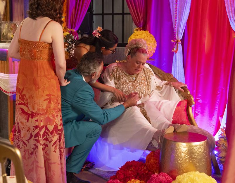 A woman collapses at her wedding.