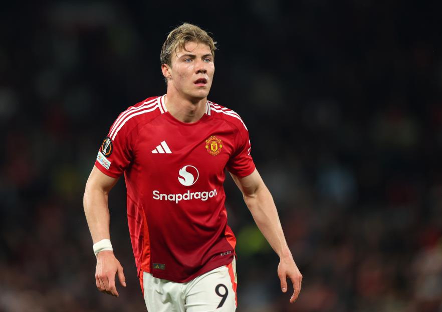 Rasmus Hojlund of Manchester United during a soccer match.