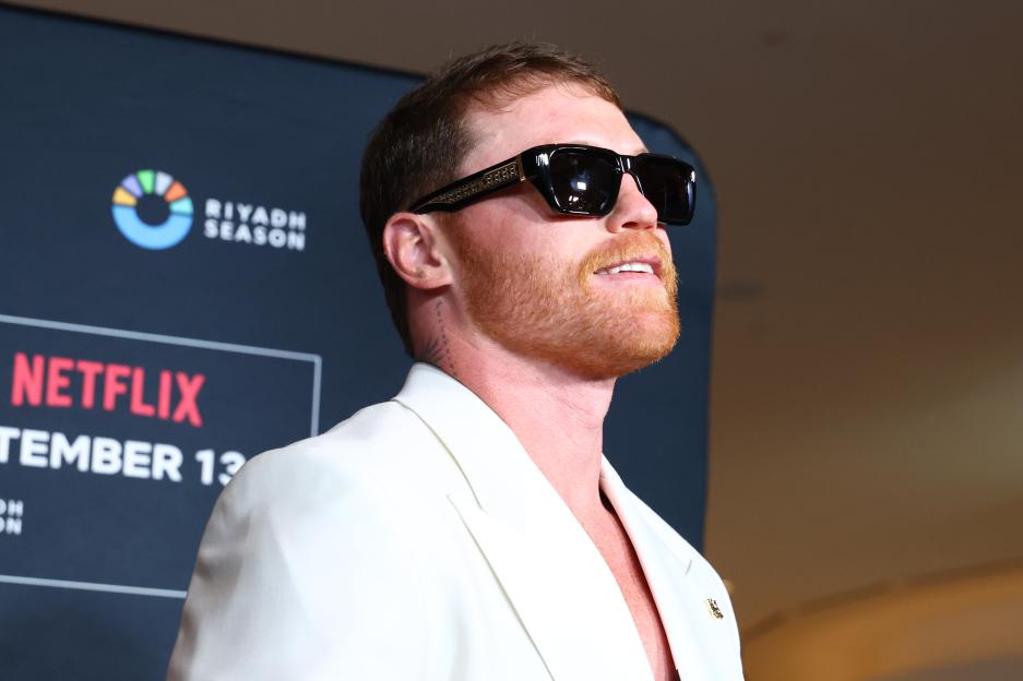 Saul "Canelo" Alvarez at a press event.