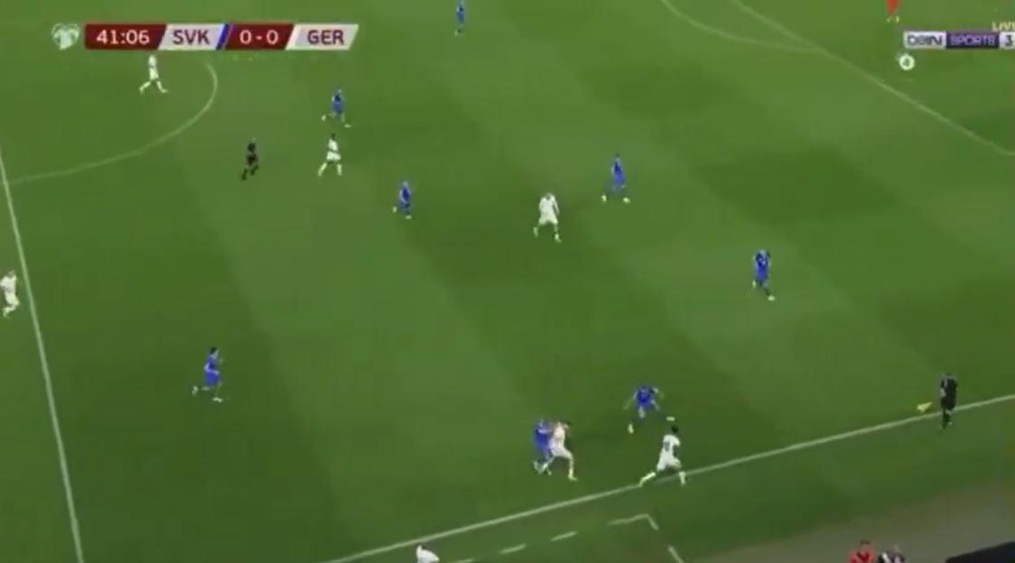 Screenshot of a soccer game showing Germany playing against Slovakia.