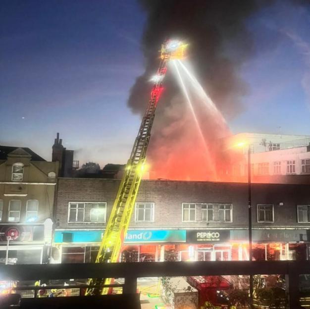 Massive Fire Engulfs Poundland on London High Street, 100 Firefighters Battling Blaze and Smoke Billows Skyward