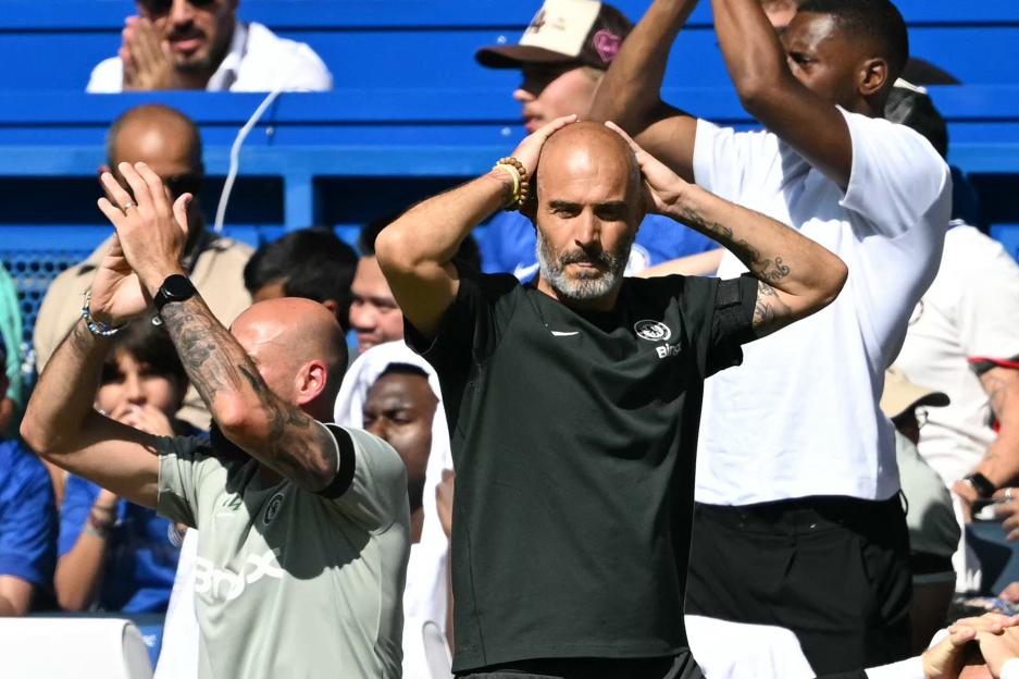 Enzo Maresca, Chelsea's head coach, reacts during a match.