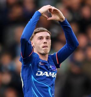 Cole Palmer of Chelsea celebrates scoring a goal.