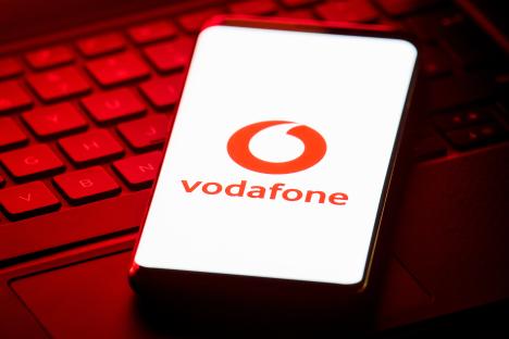 Vodafone logo on a smartphone screen.