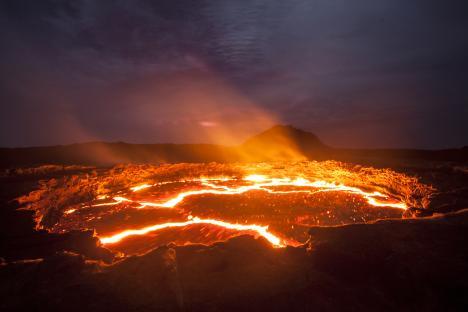 Lava lake in an active volcano in Ethiopia.