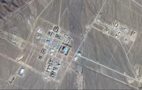 Aerial view of a remote military installation.