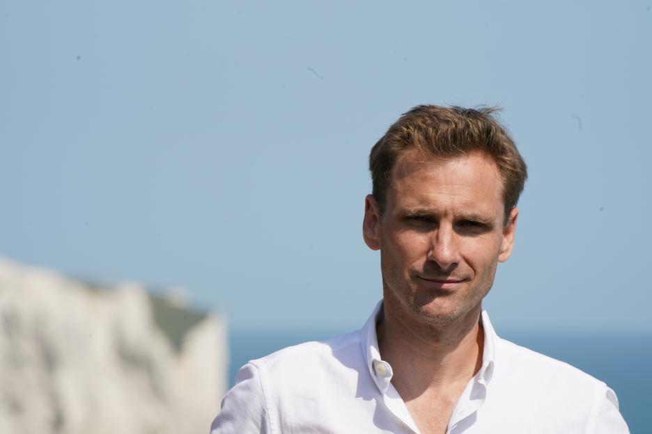 Chris Philp, Shadow Home Secretary, near the White Cliffs of Dover.